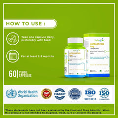 Astaxanthin 4mg with Grape Seed Extract | Super Antioxidant Formula for Skin & Immune Support | 60 Vegan Capsules | 1 Capsule Daily - Haleup