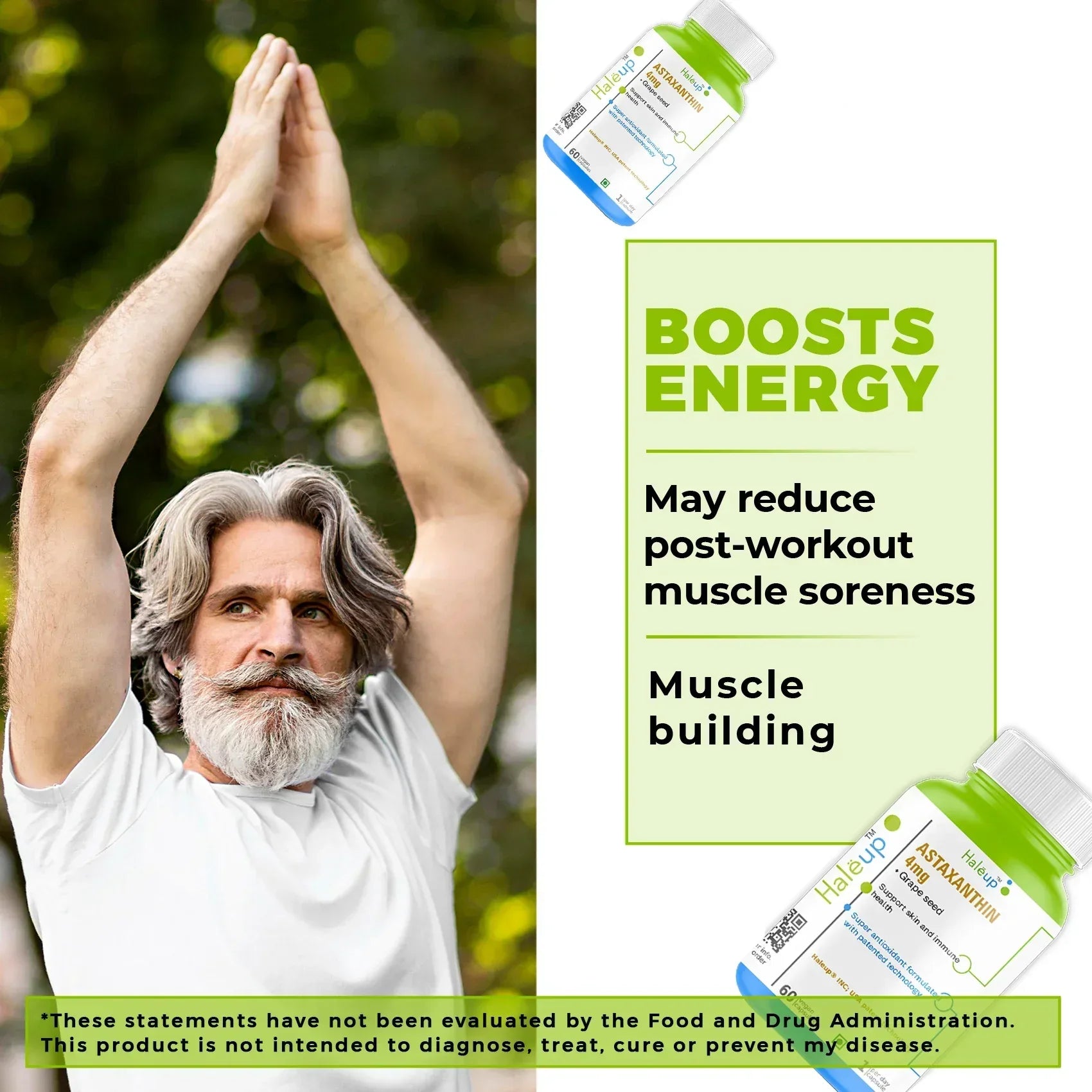 Astaxanthin 4mg with Grape Seed Extract | Super Antioxidant Formula for Skin & Immune Support | 60 Vegan Capsules | 1 Capsule Daily - Haleup