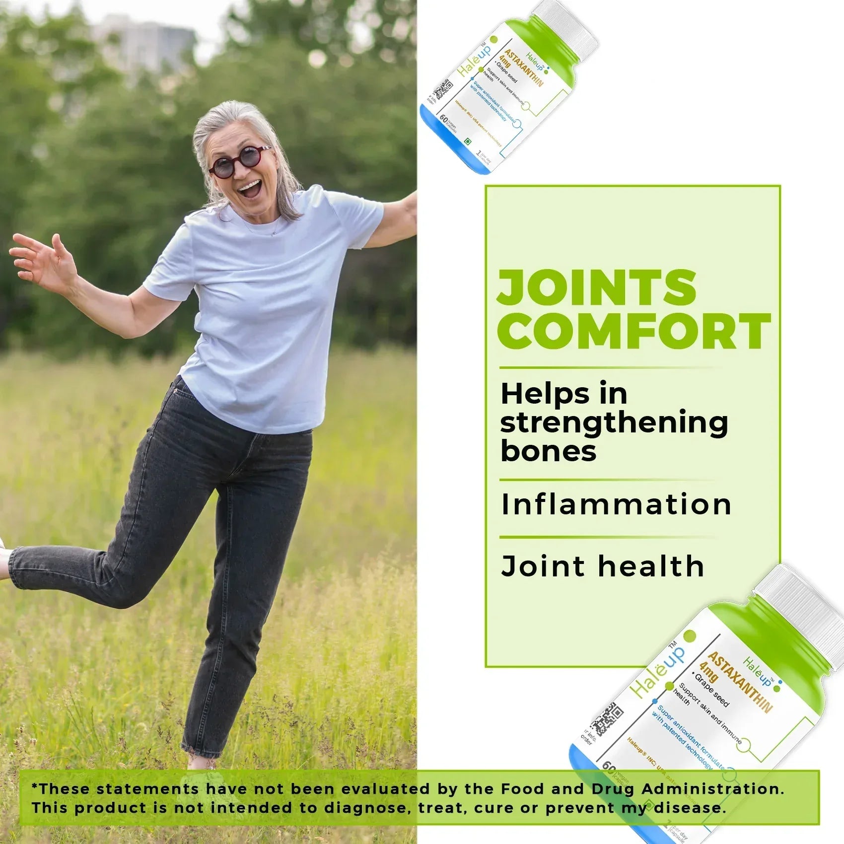 Astaxanthin 4mg with Grape Seed Extract | Super Antioxidant Formula for Skin & Immune Support | 60 Vegan Capsules | 1 Capsule Daily - Haleup