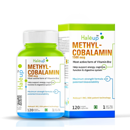 Methyl-Cobalamin 1500mcg - Maximum Strength Vitamin B12 | Supports Energy, Cognitive Function & Digestive Health | 120 Vegan Capsules (1 per Day)
