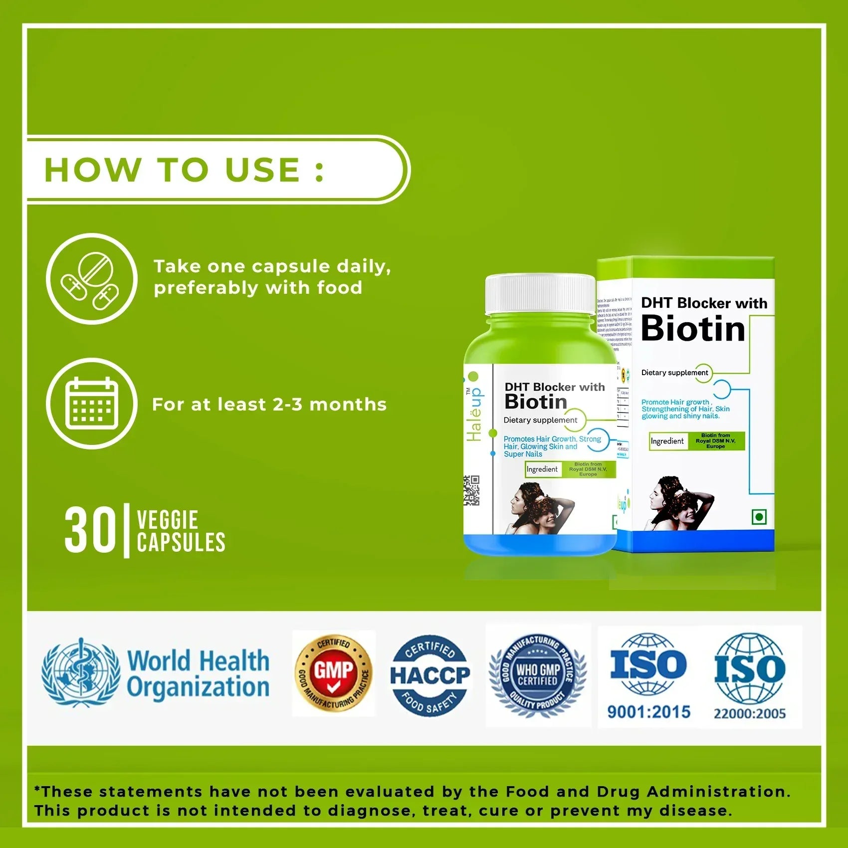 DHT Blocker with Biotin: The Secret to Healthy Hair, Glowing Skin & Strong Nails - Haleup