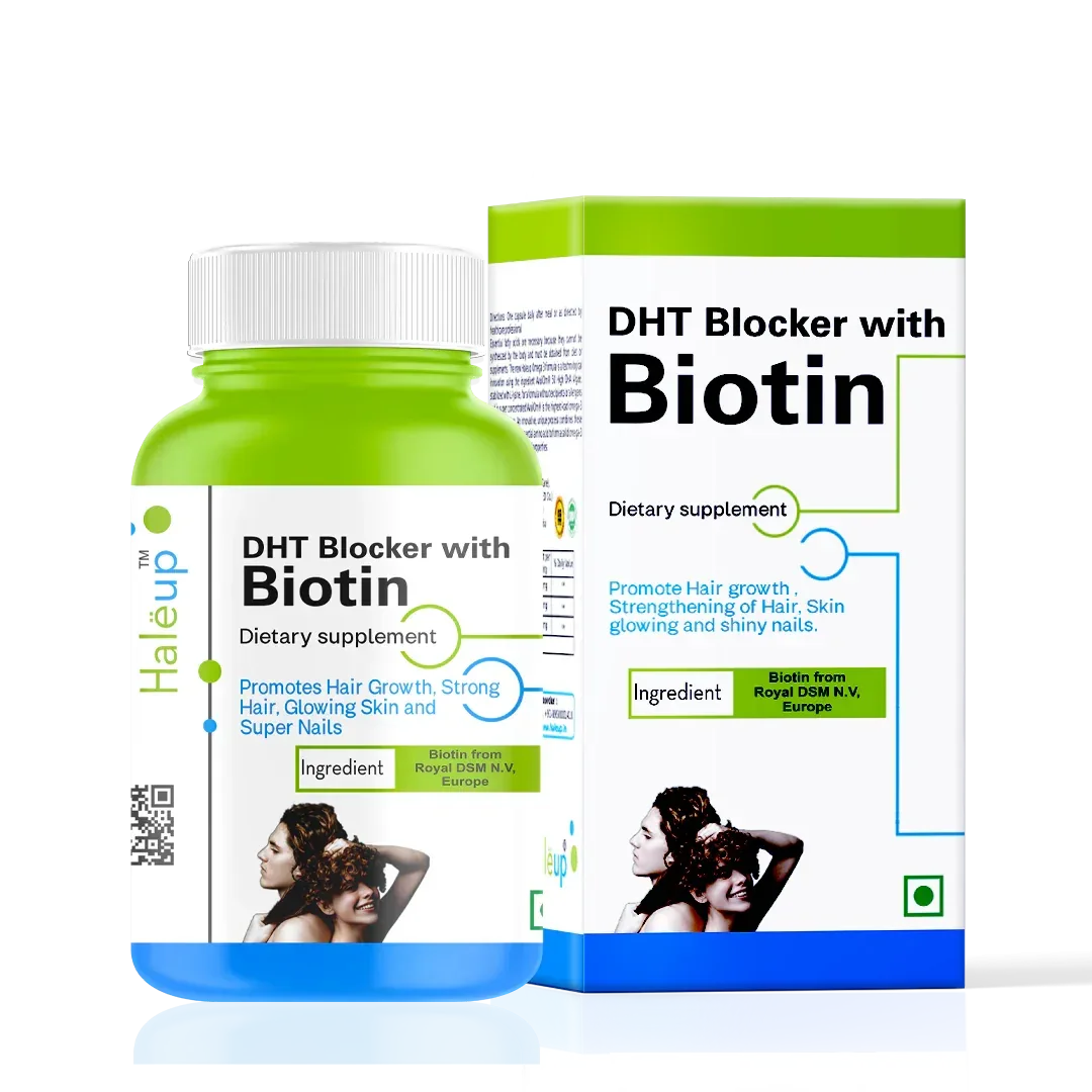 DHT Blocker with Biotin: The Secret to Healthy Hair, Glowing Skin & Strong Nails - Haleup