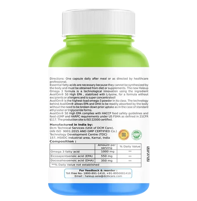 Omega-3 Fish Oil Capsules: Advanced Heart, Brain, and Immunity Support | Made in USA - Haleup