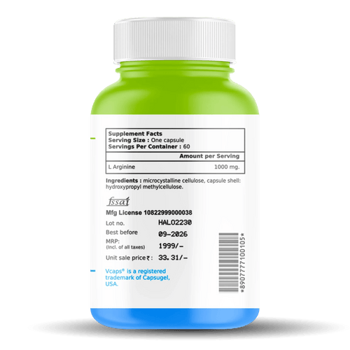 L-Arginine 60 Capsules - Boost Muscle Pump, Endurance & Stamina Daily