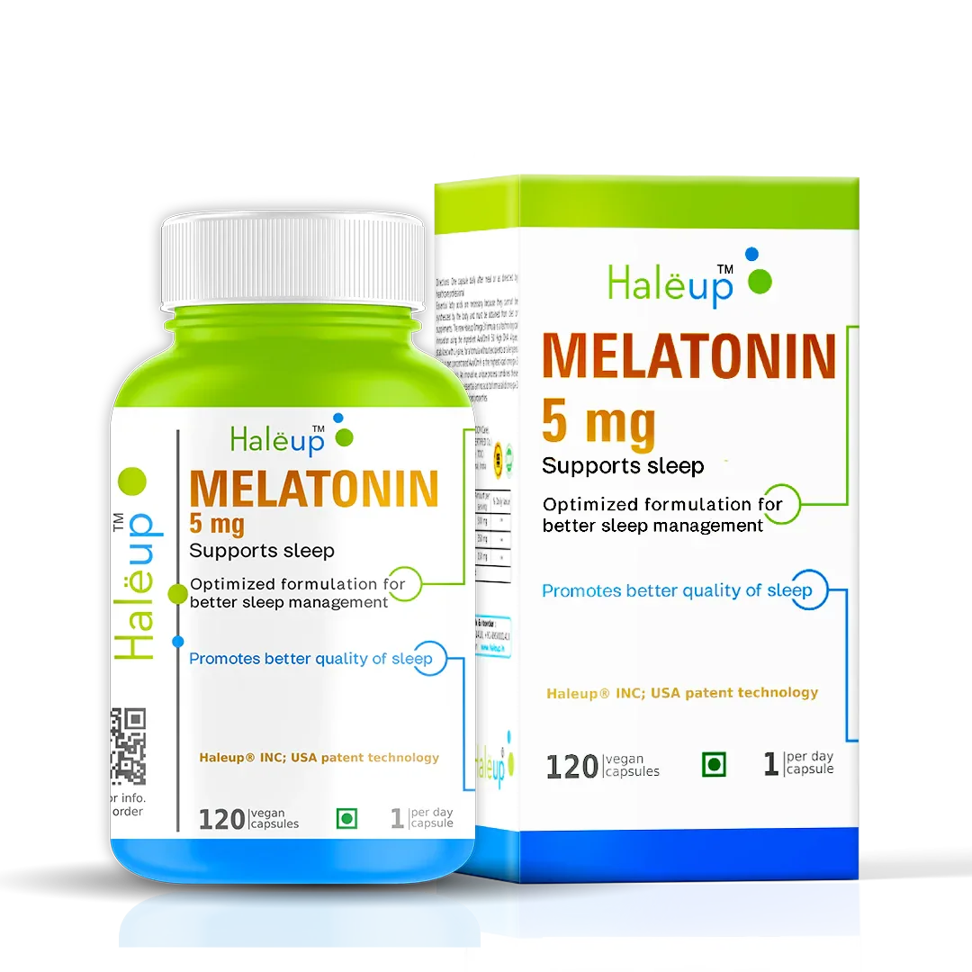 Melatonin Capsules 5 mg – Natural Sleep Support & Relaxation | 120 Veggie Capsules - Haleup
