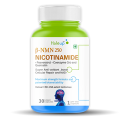 Nicotinamide USA NMN 250mg 3-in-1 Formula | Resveratrol, Quercetin & CoQ10 | Anti-Aging | Boost NAD+ & Cellular Repair | 30 Capsules - Haleup