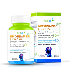Nicotinamide USA NMN 250mg 3-in-1 Formula | Resveratrol, Quercetin & CoQ10 | Anti-Aging | Boost NAD+ & Cellular Repair | 30 Capsules - Haleup