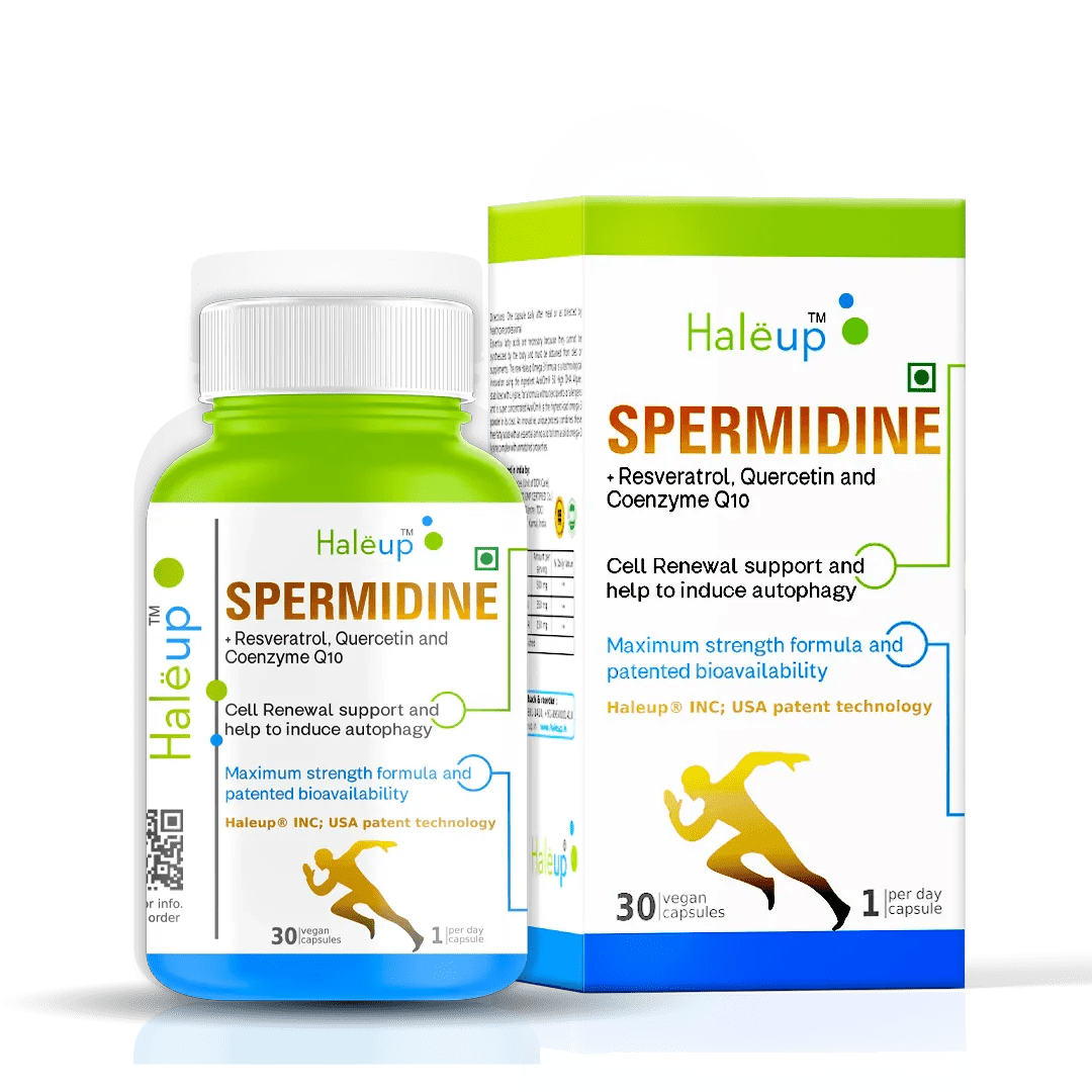 99% Pure Spermidine 30 mg Trihydrochloride with Resveratrol Capsules for Healthy Aging & Wellness – 1 Box (30 Capsules) - Haleup