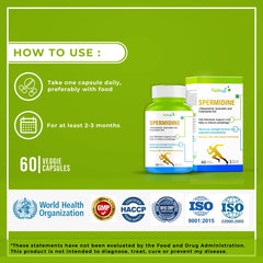 99% Spermidine 50 mg Trihydrochloride with Resveratrol: Advanced Formula for Healthy Aging and Wellness (60 Capsules) - Haleup