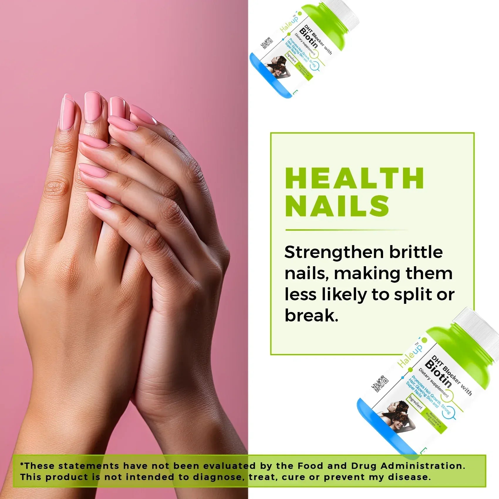 DHT Blocker with Biotin: The Secret to Healthy Hair, Glowing Skin & Strong Nails - Haleup
