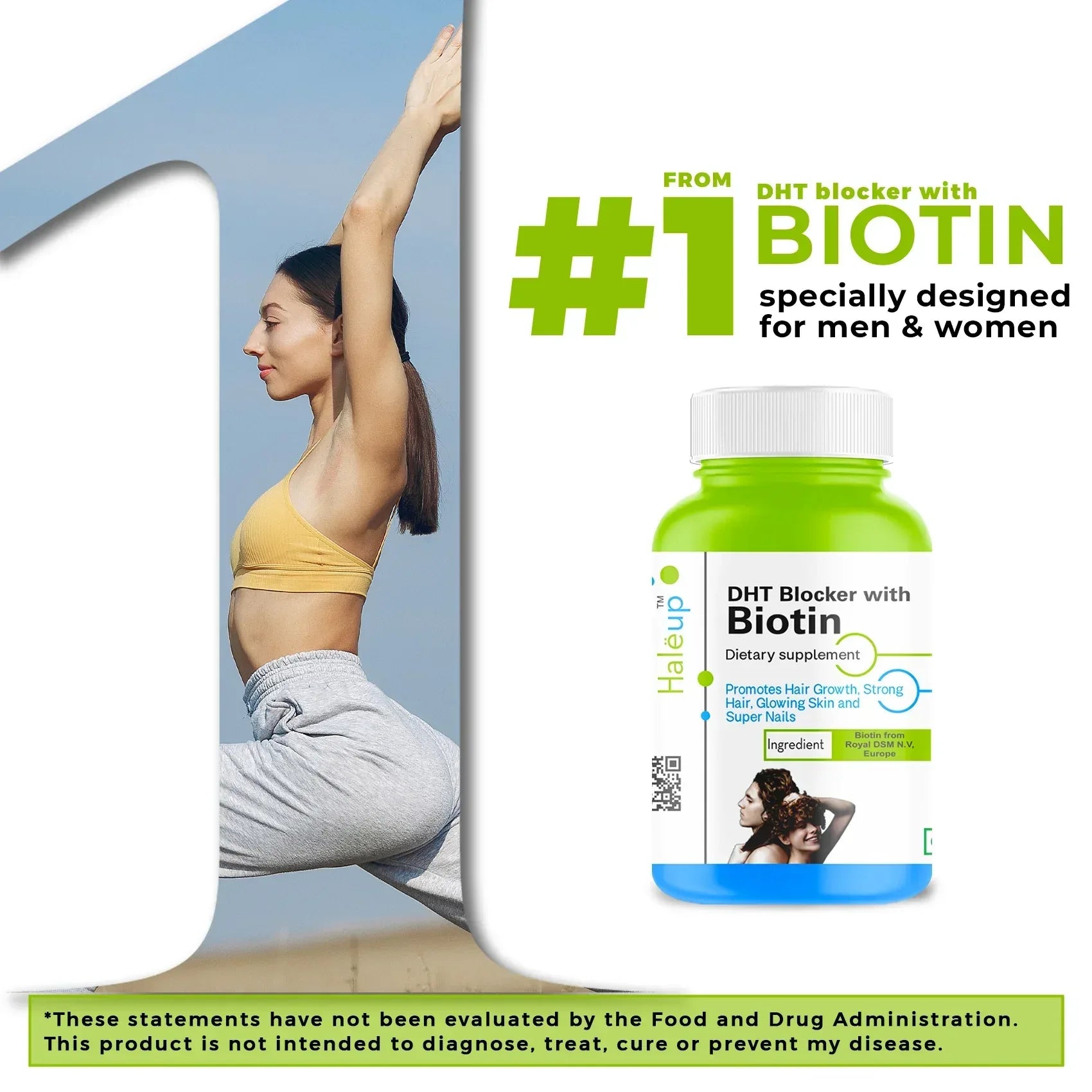 DHT Blocker with Biotin: The Secret to Healthy Hair, Glowing Skin & Strong Nails - Haleup