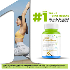 99% Pure Trans-Pterostilbene with Resveratrol | Potent Antioxidant | Supports Healthy Aging & Skin Health | High Bioavailability (1 Pack X 60 Capsules) - Haleup