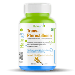 99% Pure Trans-Pterostilbene with Resveratrol | Potent Antioxidant | Supports Healthy Aging & Skin Health | High Bioavailability (1 Pack X 60 Capsules) - Haleup