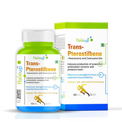 99% Pure Trans-Pterostilbene with Resveratrol | Potent Antioxidant | Supports Healthy Aging & Skin Health | High Bioavailability (1 Pack X 60 Capsules) - Haleup