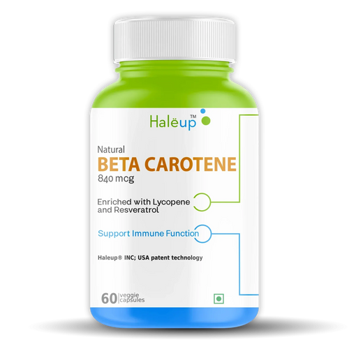 Beta Carotene 840mg with Lycopene & Resveratrol | Immune Support & Antioxidant Boost | 60 Veggie Capsules | Natural Supplement - Haleup