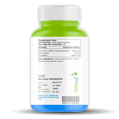 Beta Carotene 840mg with Lycopene & Resveratrol | Immune Support & Antioxidant Boost | 60 Veggie Capsules | Natural Supplement - Haleup