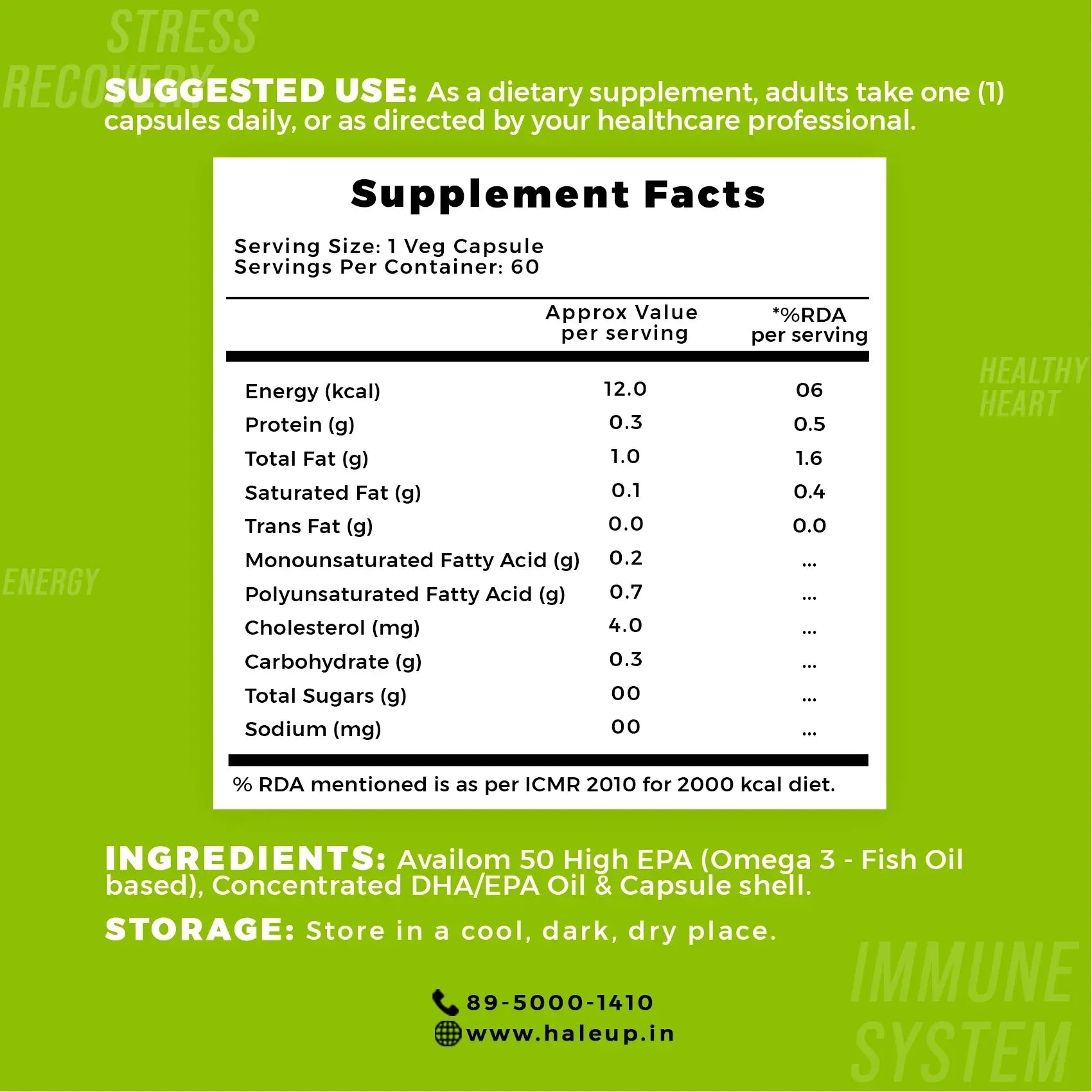 Omega-3 Fish Oil Capsules: Advanced Heart, Brain, and Immunity Support | Made in USA - Haleup