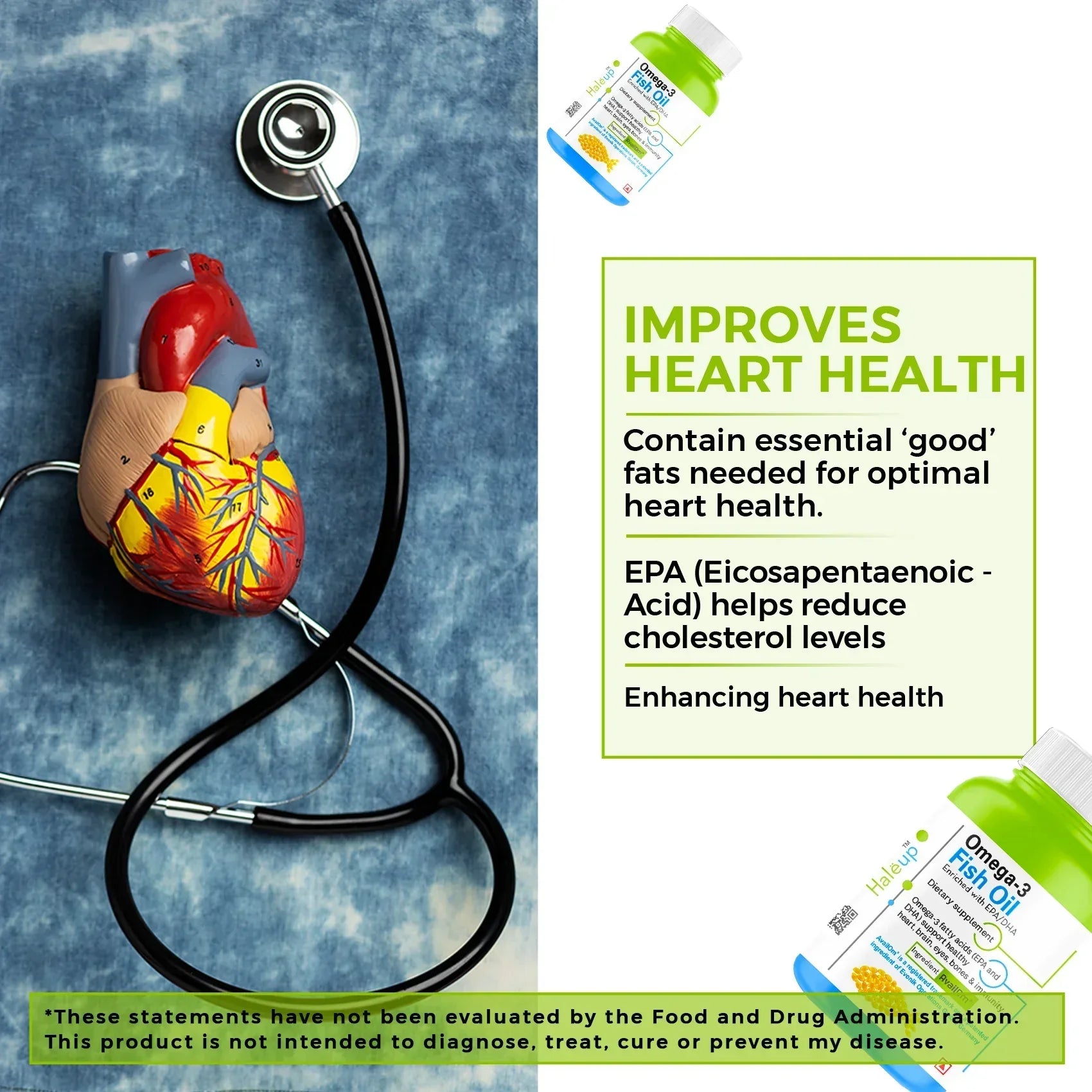 Omega-3 Fish Oil Capsules: Advanced Heart, Brain, and Immunity Support | Made in USA - Haleup