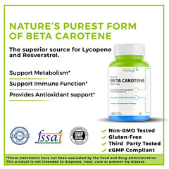 Beta Carotene 840mg with Lycopene & Resveratrol | Immune Support & Antioxidant Boost | 60 Veggie Capsules | Natural Supplement - Haleup
