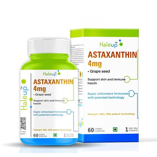 Astaxanthin 4mg with Grape Seed Extract | Super Antioxidant Formula for Skin & Immune Support | 60 Vegan Capsules | 1 Capsule Daily - Haleup