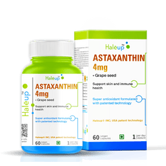 Astaxanthin 4mg with Grape Seed Extract | Super Antioxidant Formula for Skin & Immune Support | 60 Vegan Capsules | 1 Capsule Daily