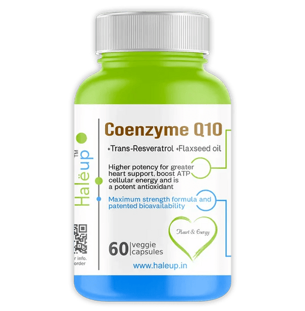 Coenzyme Q-10 300 mg with Trans-Res & Flaxseed Oil – EPA/DHA Veggie Capsules - 60 Count - Haleup