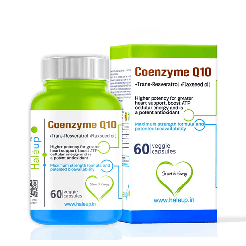 Coenzyme Q-10 300 mg with Trans-Res & Flaxseed Oil – EPA/DHA Veggie Capsules - 60 Count - Haleup