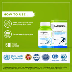 L-Arginine 60 Capsules - Boost Muscle Pump, Endurance & Stamina Daily