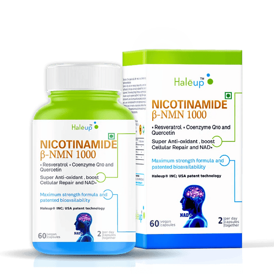Nicotinamide USA NMN 1000 mg 3-in-1 Formula | Enriched with Resveratrol, Quercetin & CoQ10 | Boost NAD+, Skin Health & Cellular Repair | 30 Capsules - Haleup