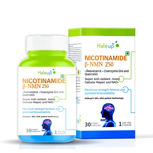 Nicotinamide USA NMN 250mg 3-in-1 Formula | Resveratrol, Quercetin & CoQ10 | Anti-Aging | Boost NAD+ & Cellular Repair | 30 Capsules - Haleup