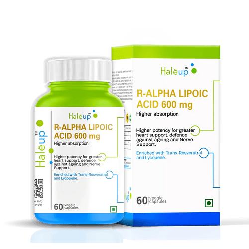 Alpha Lipoic Acid 600 mg Capsules | Enriched with Lycopene & Trans-Resv - 60 Capsules - Haleup