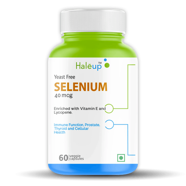 Yeast-Free Selenium 40mg + Vitamin E & Lycopene | 60 Capsules - Haleup