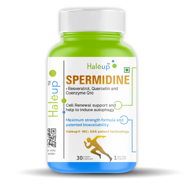 99% Pure Spermidine 30 mg Trihydrochloride with Resveratrol Capsules for Healthy Aging & Wellness – 1 Box (30 Capsules) - Haleup