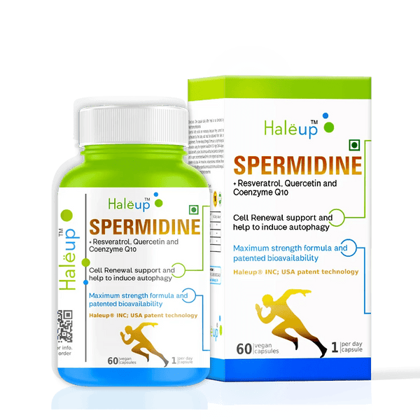 99% Spermidine 50 mg Trihydrochloride with Resveratrol: Advanced Formula for Healthy Aging and Wellness (60 Capsules) - Haleup