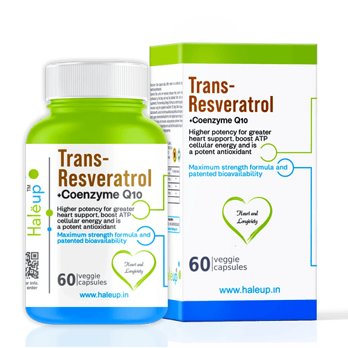 Trans-Resveratrol + Co Q10 Capsules – 60 Veggie Capsules - Haleup