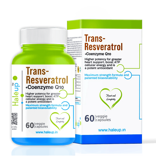 Trans-Resveratrol + Co Q10 Capsules – 60 Veggie Capsules - Haleup