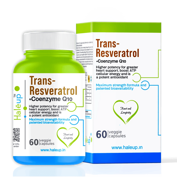 Trans-Resveratrol + Co Q10 Capsules – 60 Veggie Capsules - Haleup