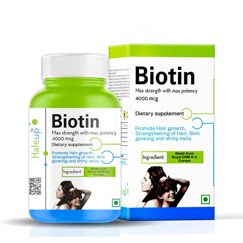 Max Strength Biotin 4000mg - Ultimate Hair Growth & Skin Glow Supplement | High Potency European Biotin by Royal DSM N.V - Haleup