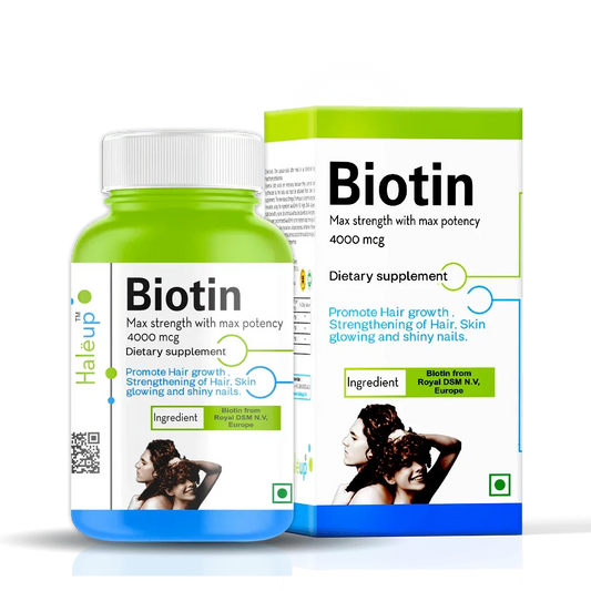 Max Strength Biotin 4000mg - Ultimate Hair Growth & Skin Glow Supplement | High Potency European Biotin by Royal DSM N.V - Haleup