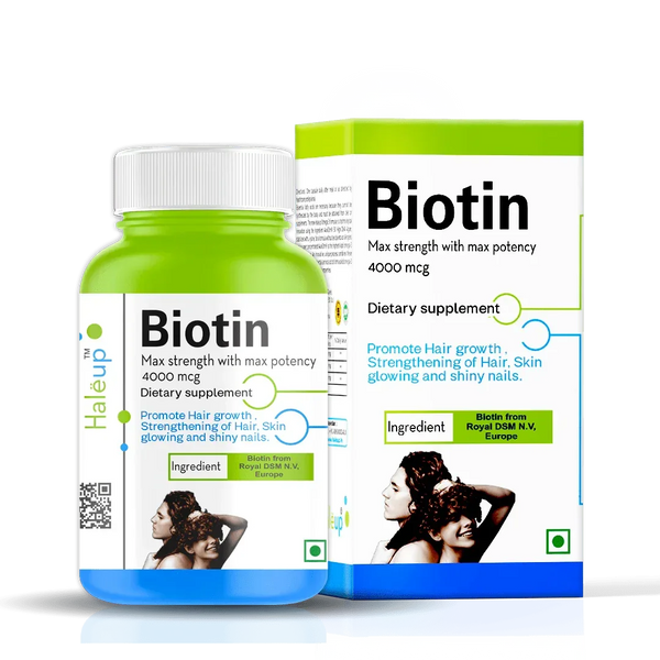 Max Strength Biotin 4000mg - Ultimate Hair Growth & Skin Glow Supplement | High Potency European Biotin by Royal DSM N.V - Haleup