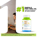 Fish Oil + Krill Oil (1350 mg) | Super Antioxidant for Heart, Joints, Skin & Hair | 550 mg EPA + 350 mg DHA - Haleup
