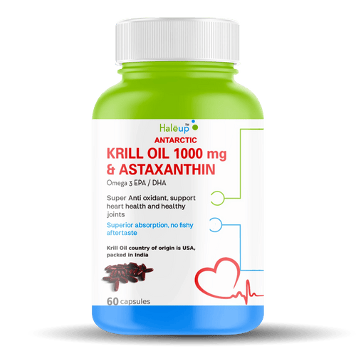 Antarctic Krill Oil 1000mg with Astaxanthin for Heart & Joint Health - 60 softgels