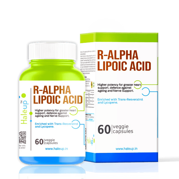 R-Alpha Lipoic Acid with Trans-Resveratrol & Lycopene - 60 Capsules for Daily Wellness - Haleup