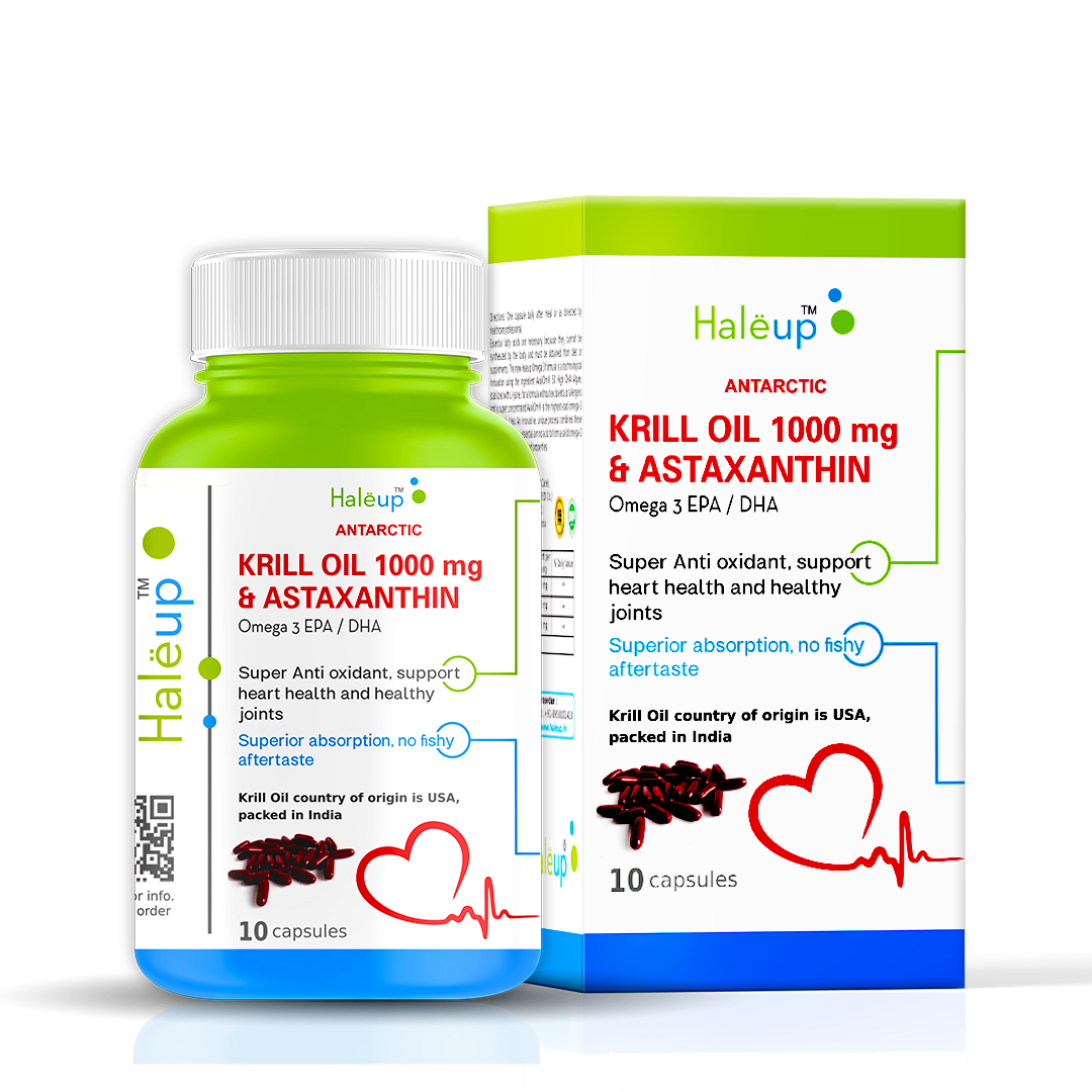 Antarctic Krill Oil 1000mg with Astaxanthin for Heart & Joint Health - 60 softgels