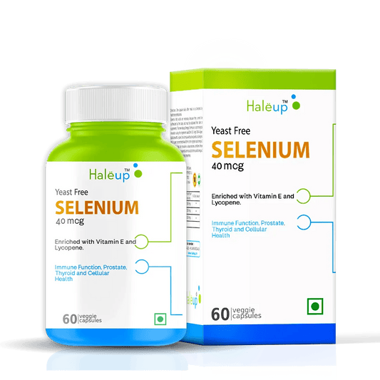 Yeast-Free Selenium 40mg + Vitamin E & Lycopene | 60 Capsules - Haleup