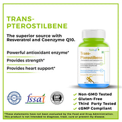 99% Pure Trans-Pterostilbene with Resveratrol | Potent Antioxidant | Supports Healthy Aging & Skin Health | High Bioavailability (1 Pack X 60 Capsules)